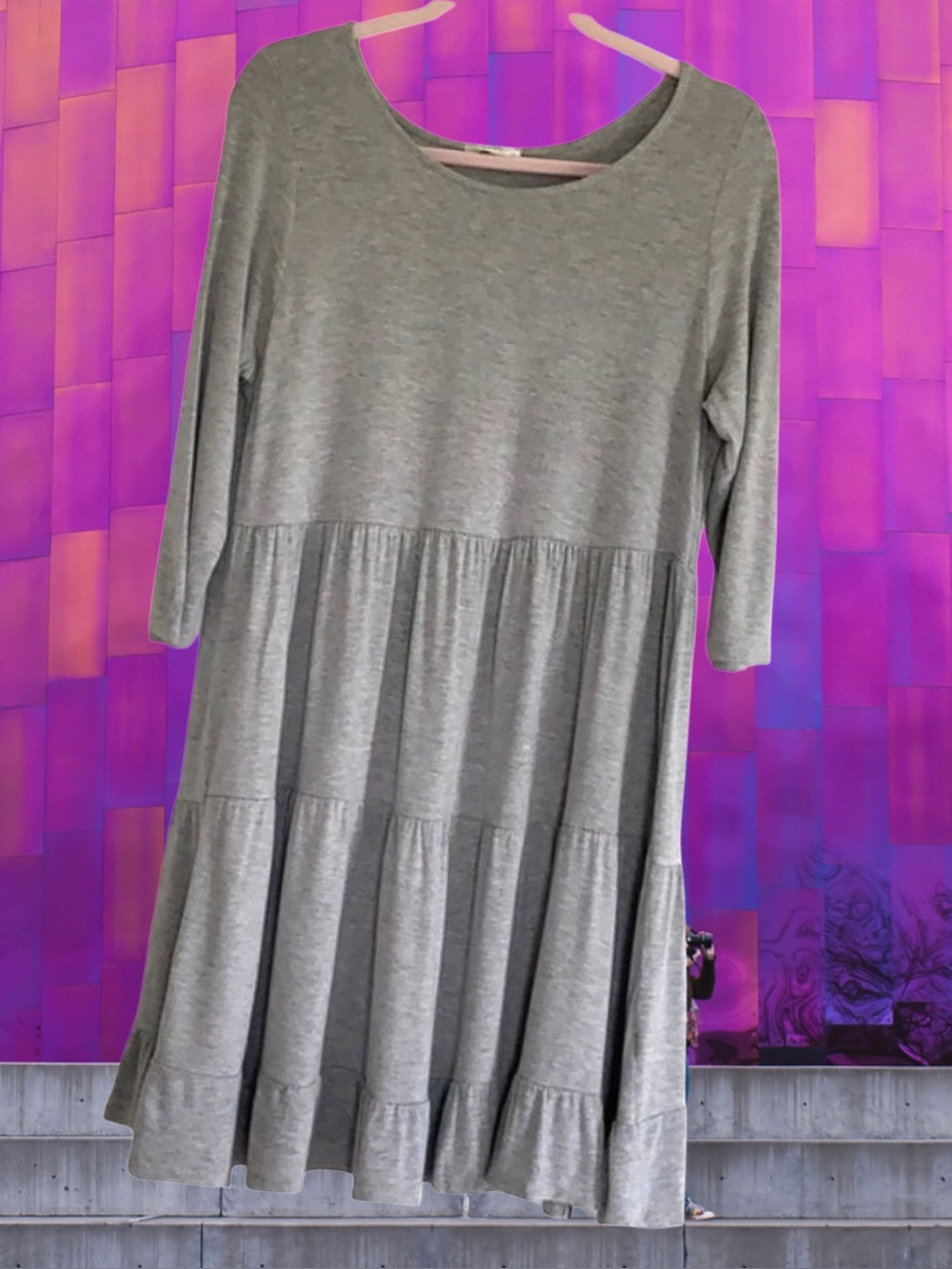 Forever Rose Women’s plus-size Heather Gray Stretchy Tiered Mini Dress💜💜2X